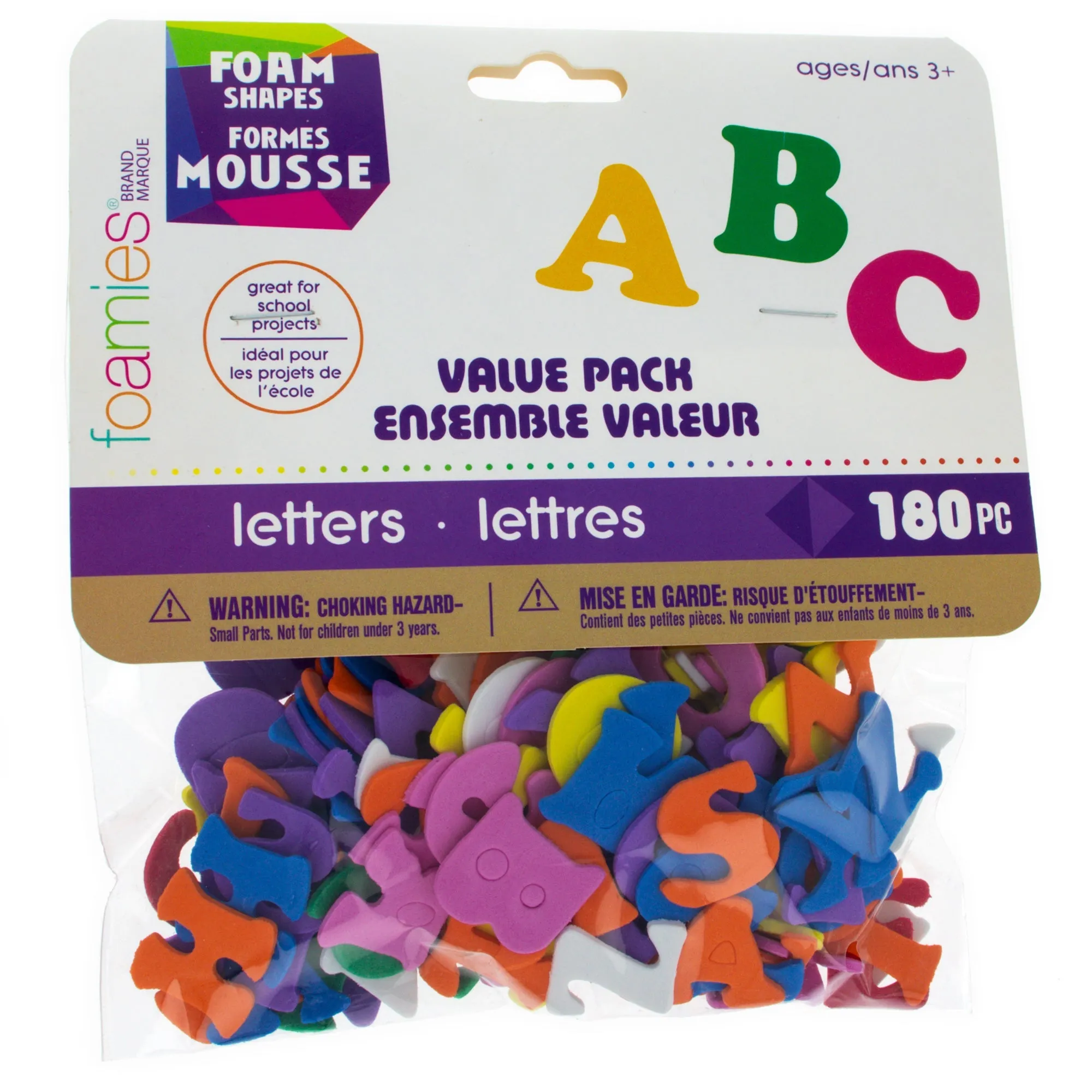 180 Foam Alphabet Letter Shapes Assorted Colors 0.8 Inch