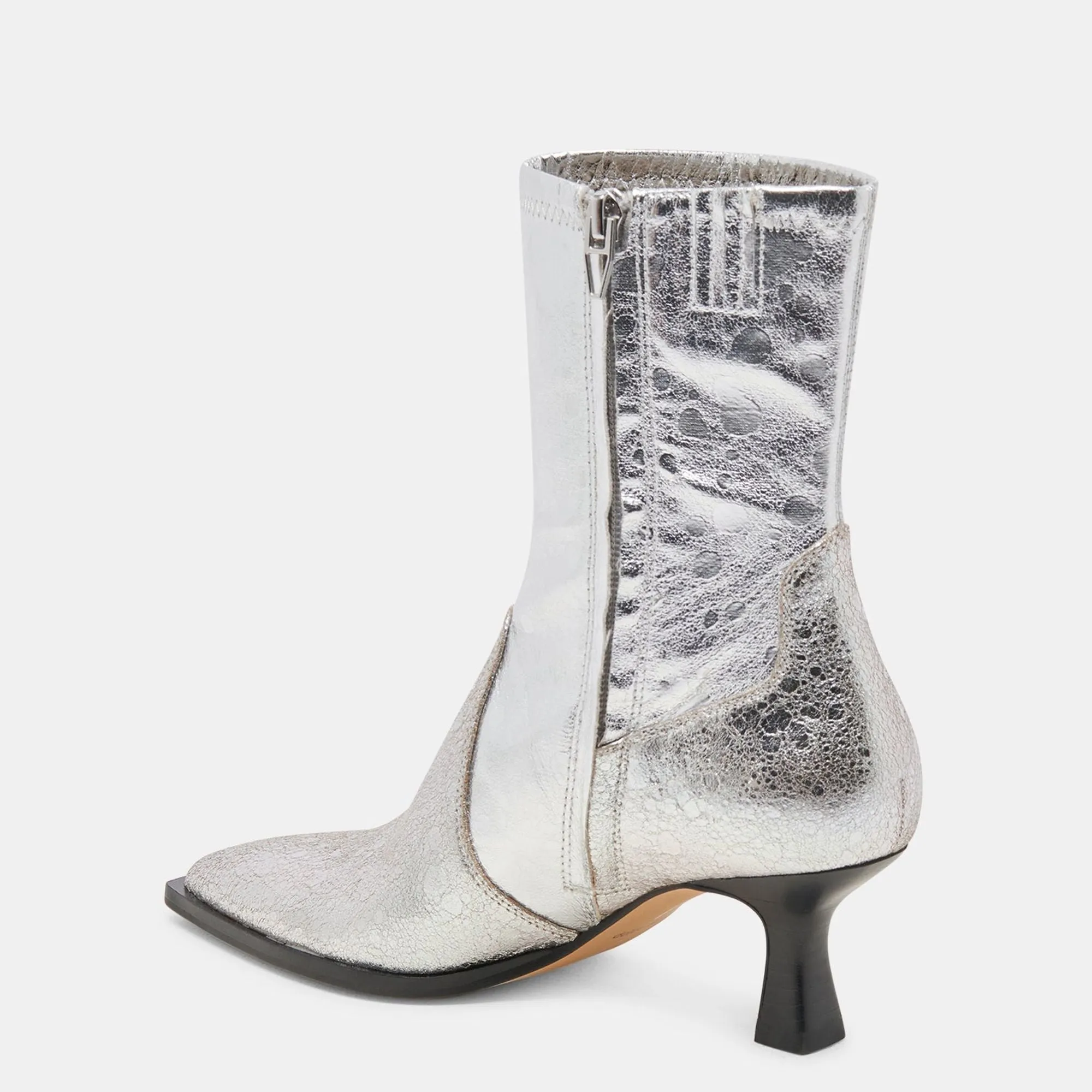 Arya Boots Silver Distressed Leather