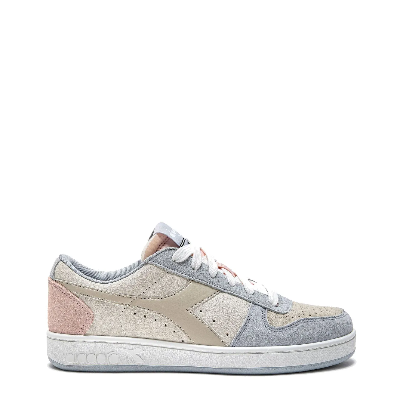 Diadora Womens Magic Basket Low Suede Trainer Arctic Ice / Whisper White