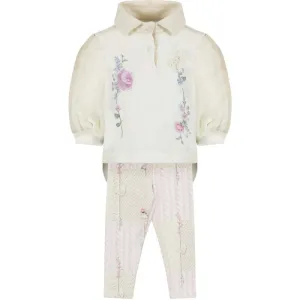 Girls cream floral legging Set