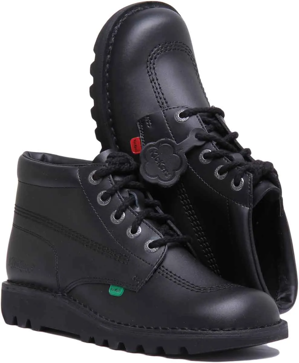 Kickers: Kick Hi - Black Leather / Laces