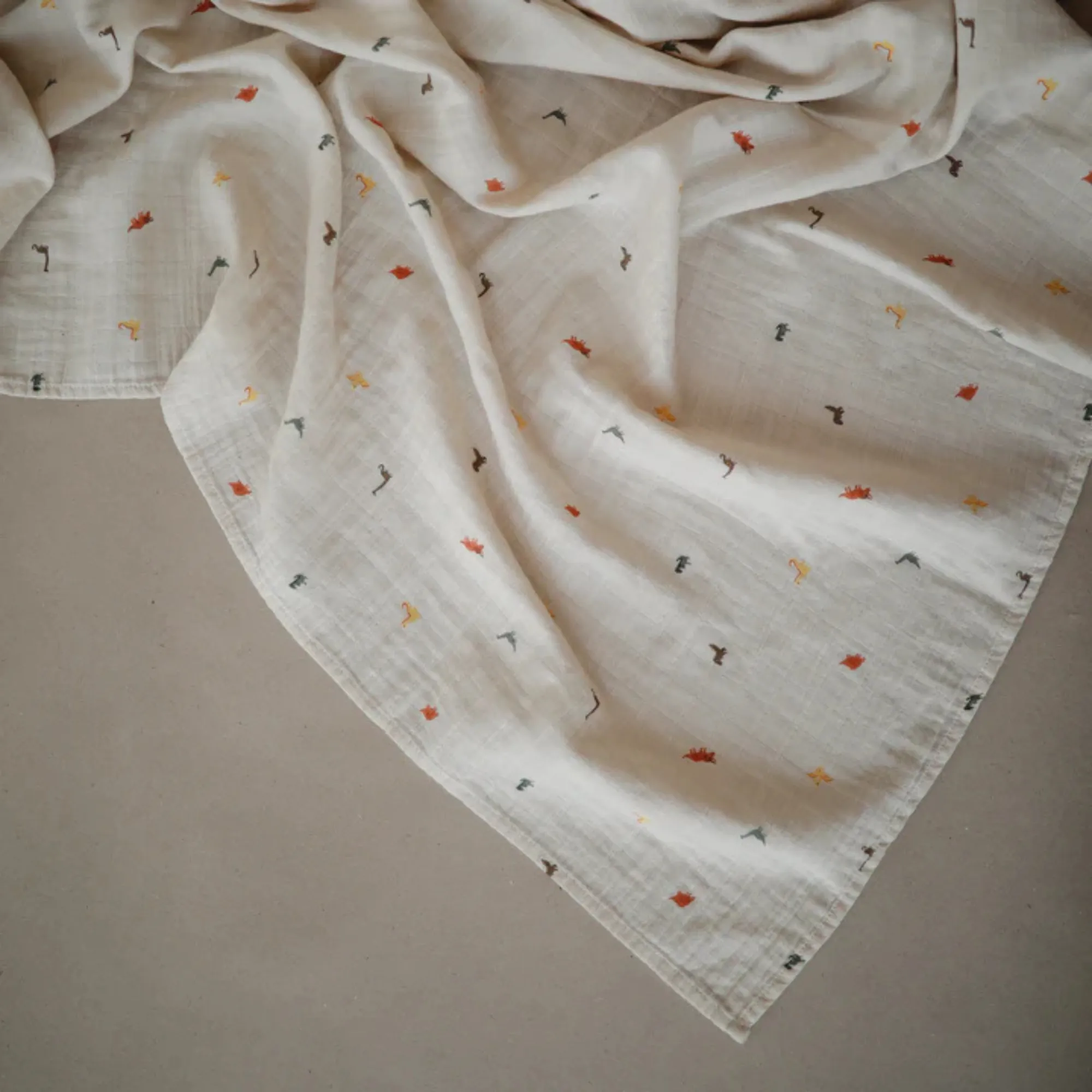MUSHIES Muslin Swaddle Blanket Organic Cotton - Dinosaurs