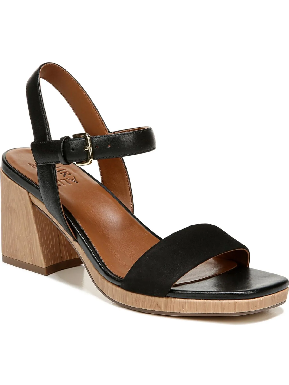 Rose Womens Leather Ankle Strap Heel Sandals
