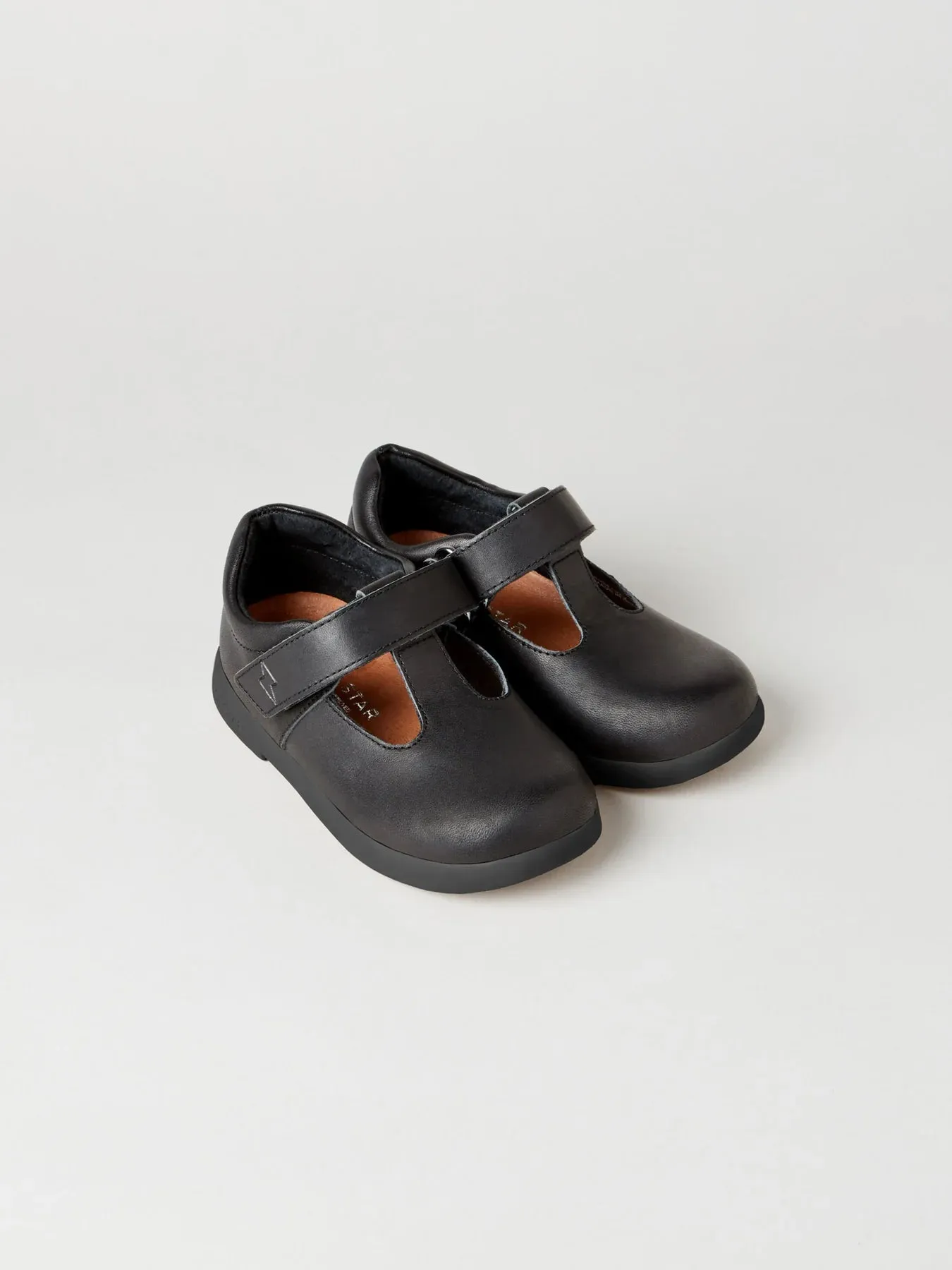 Zig & Star: Astro Girls School Shoes with Black  - Black Leather
